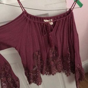 RESERVED off the shoulder bell sleeved top